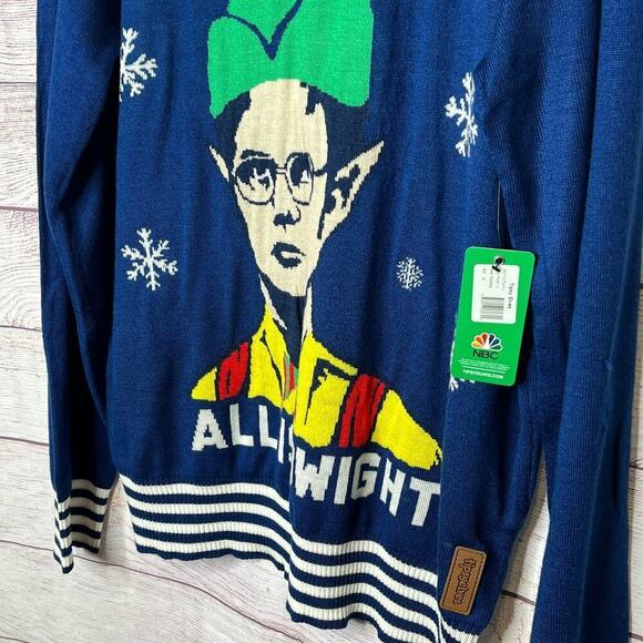 Tipsy Elves Men's The Office Dwight Blue Ugly Christmas Sweater Size XL New - Picture 7 of 10